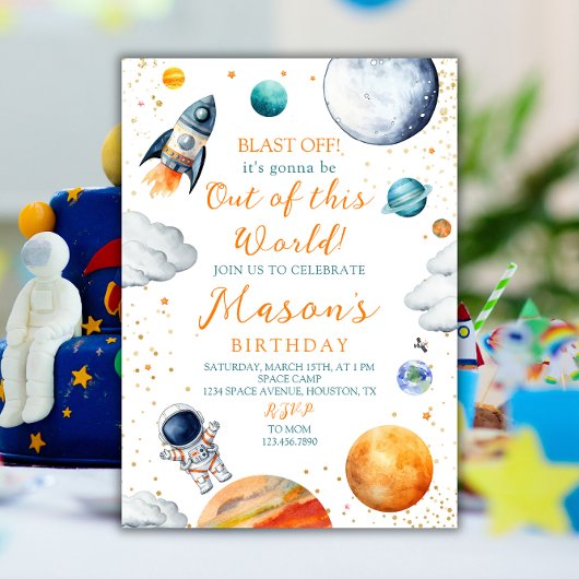 Invitation Anniversaire Fusée Astronaute Espace Extra-Atmosph