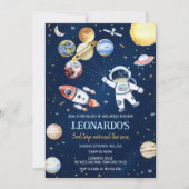 Invitation Anniversaire Fusée Astronaute Espace Planètes  (Devant)