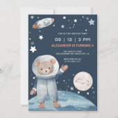 Invitation Anniversaire Fusée Spatiale Astronaute Ours (Devant)
