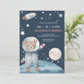 Invitation Anniversaire Fusée Spatiale Astronaute Ours (Debout devant)