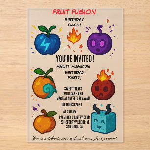 Invitation anniversaire Fusion de Fruits Coloré