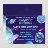 Invitation Anniversaire Galactique Spatial Holographique (Devant / Derrière)