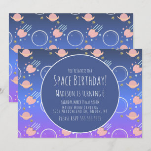 Invitation Anniversaire Galaxie Espace Astéroïde 