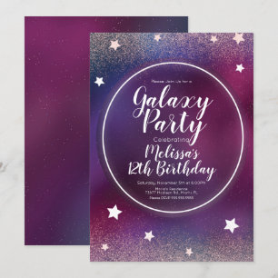 Invitation Anniversaire Galaxie Espace Nébuleuse Scintillemen