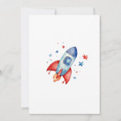 Invitation Anniversaire Garçon Astronaute Planètes Rouge Bleu (Dos)