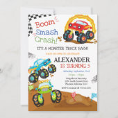 Invitation Anniversaire Garçon Bash Boom Smash Crash Monster (Devant)