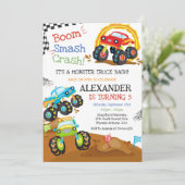 Invitation Anniversaire Garçon Bash Boom Smash Crash Monster (Debout devant)