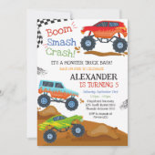 Invitation Anniversaire Garçon Bash Boom Smash Crash Monster (Devant)