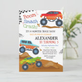 Invitation Anniversaire Garçon Bash Boom Smash Crash Monster (Debout devant)