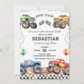 Invitation Anniversaire Garçon Bash Boom Smash Crash Monster (Devant)