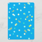 Invitation Anniversaire Garçon Bleu & Vert Confettis Colorés (Dos)