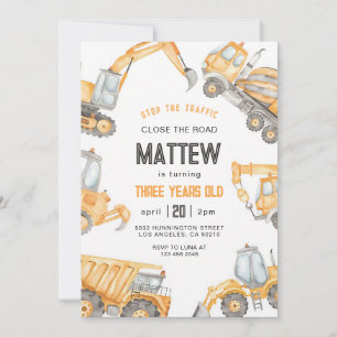 Invitation Anniversaire Garçon Camion de Chantier