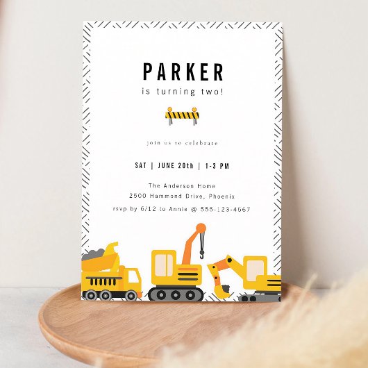 Invitation Anniversaire Garçon Camions de Construction