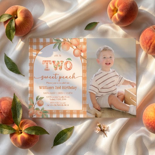 Invitation anniversaire garçon deux douce gingham 