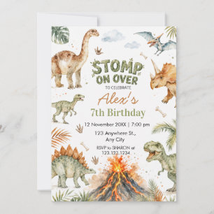 Invitation Anniversaire Garçon Dinosaure Aquarelle