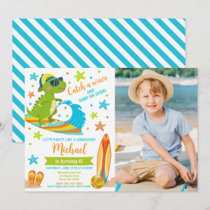 Invitation Anniversaire Garçon Dinosaure T-Rex Fête d'été à l