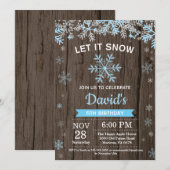 Invitation Anniversaire Garçon Hiver Rustique Flocon de Neige (Devant / Derrière)