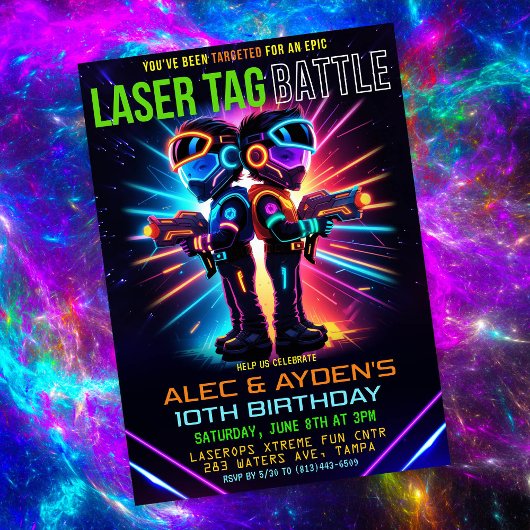 Invitation Anniversaire garçon laser tag