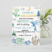 Invitation Anniversaire Garçon Mignon Dragon Aquar (Debout devant)