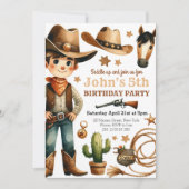 Invitation Anniversaire Garçon Western Rodeo Cowboy (Devant)