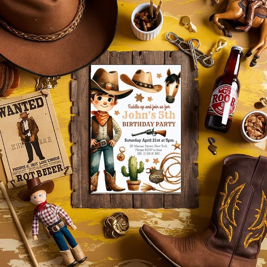 Invitation Anniversaire Garçon Western Rodeo Cowboy