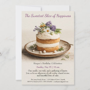 Invitation anniversaire gâteau à l'aquarelle éléga