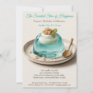 Invitation anniversaire gâteau aquarelle bleue élé