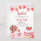 Invitation Anniversaire Gâteau aux Fraises (Devant)