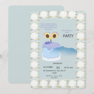 Invitation Anniversaire Gâteau Bleu – Délicieux Aq