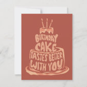 Invitation Anniversaire Gâteau Meilleur Goût Avec Vous - Roug (Devant)