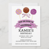 Invitation Anniversaire Gâteaux Pop Violet (Devant)