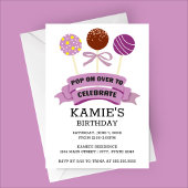 Invitation Anniversaire Gâteaux Pop Violet