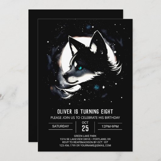 Invitation Anniversaire géant du loup (Devant / Derrière)