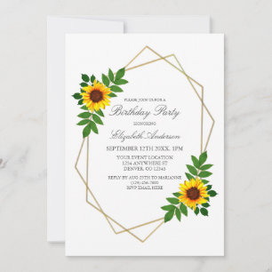 Invitation Anniversaire géométrique des tournesols