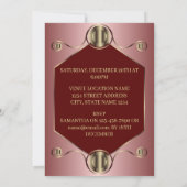 Invitation Anniversaire Géométrique Hexagon Rose Rouge Et Or (Dos)