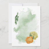 Invitation anniversaire géométrique jaune orange floral vert (Dos)