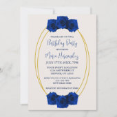Invitation Anniversaire géométrique Royal Blue et Gold (Devant)