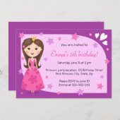 Invitation Anniversaire girly mignon pourpre rose de jolie (Devant / Derrière)