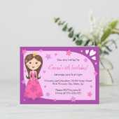Invitation Anniversaire girly mignon pourpre rose de jolie (Debout devant)