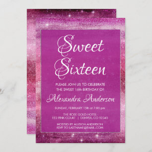 Invitation Anniversaire Girly pourpre du bonbon 16 à