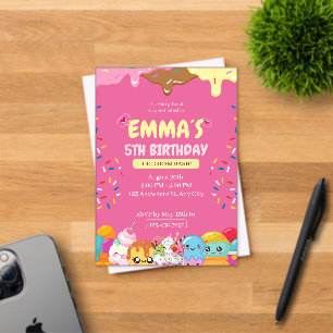 Invitation anniversaire glace mignonne
