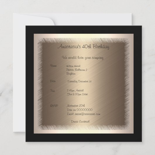 Invitation Anniversaire Glamor 2 (Devant)