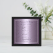 Invitation Anniversaire Glamour Violet (Debout devant)