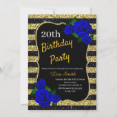 Invitation Anniversaire Gold Black Stripes Parties scintillan (Devant)