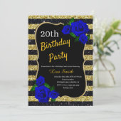 Invitation Anniversaire Gold Black Stripes Parties scintillan (Debout devant)