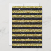 Invitation Anniversaire Gold Black Stripes Parties scintillan (Dos)