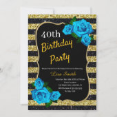 Invitation Anniversaire Gold Black Stripes Parties scintillan (Devant)