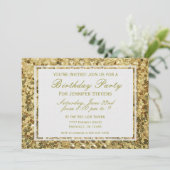 Invitation Anniversaire | Gold Confetti Parties scintillant B (Debout devant)