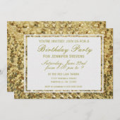 Invitation Anniversaire | Gold Confetti Parties scintillant B (Devant / Derrière)