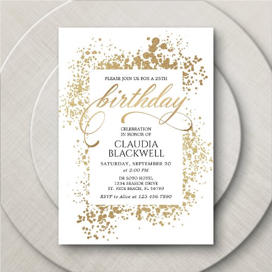 Invitation Anniversaire Gold Elegant
